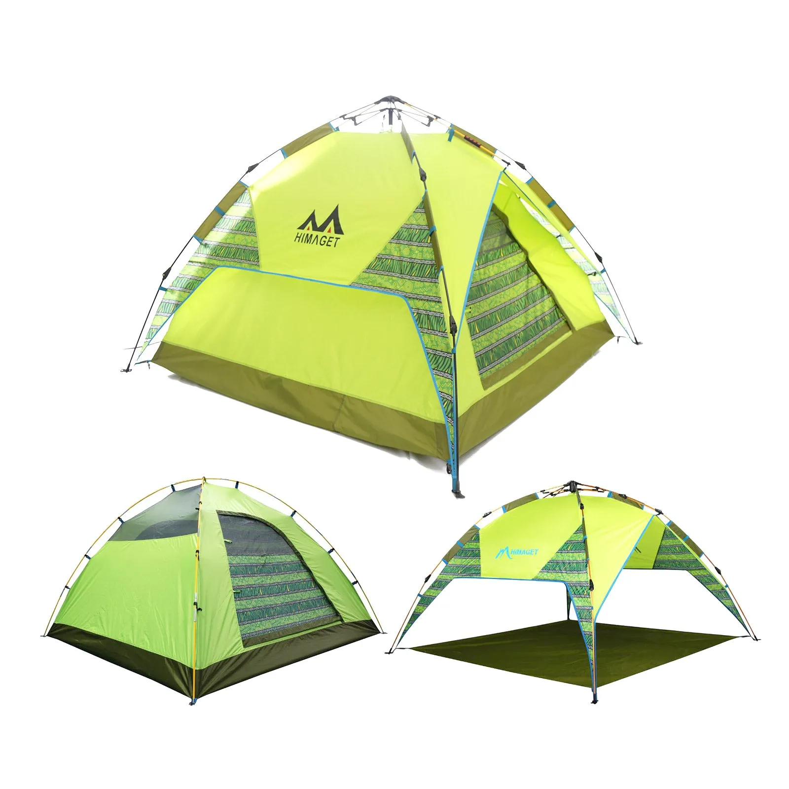 3-person Outdoor Instant Setup Tent Automatic Pop up Camping Tent Double Layer Beach Sunshade