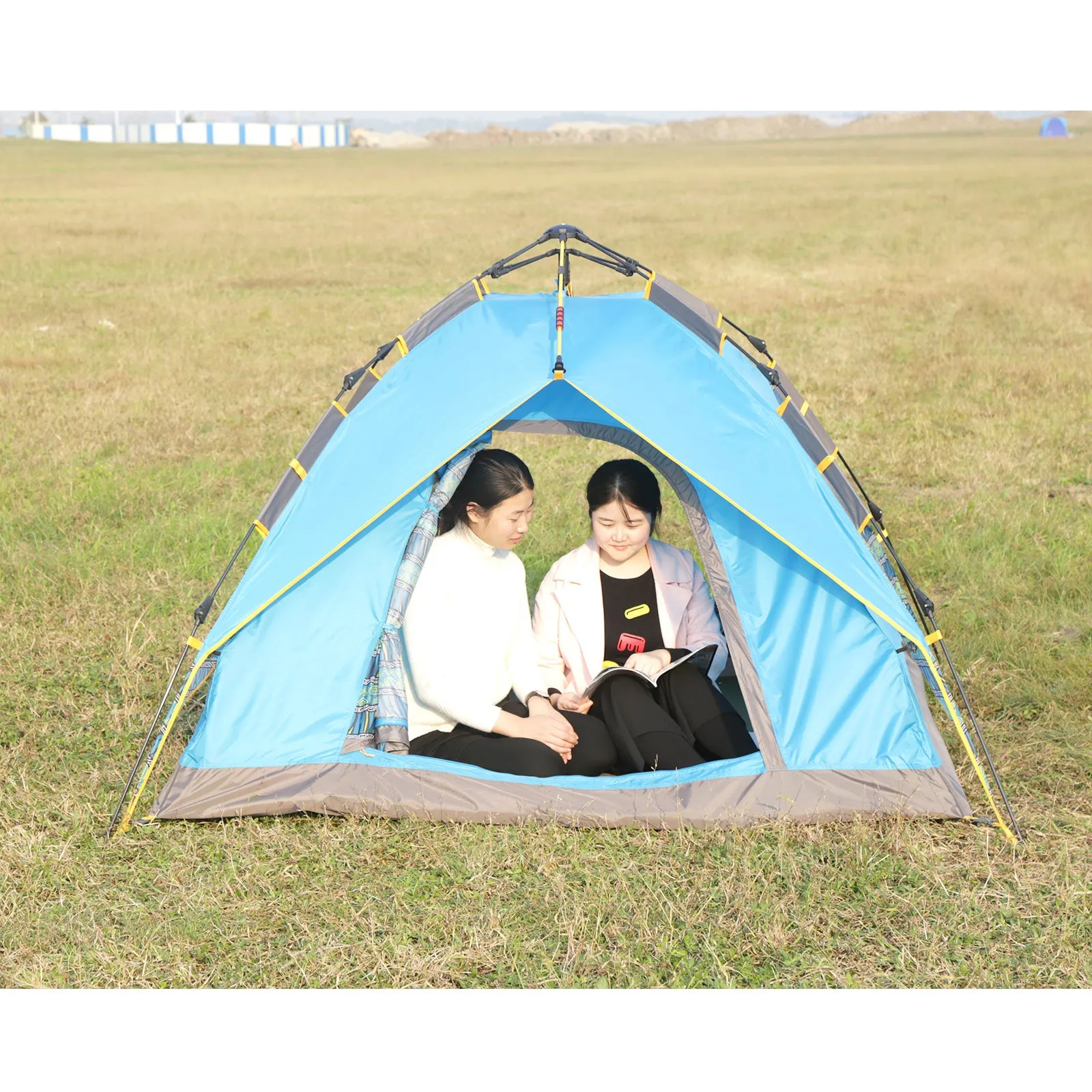 3-person Outdoor Instant Setup Tent Automatic Pop up Camping Tent Double Layer Beach Sunshade