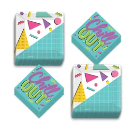 Awesome 80's and 90's Party Supplies - Dessert Plates and Yellow Napkins (Serves 16)