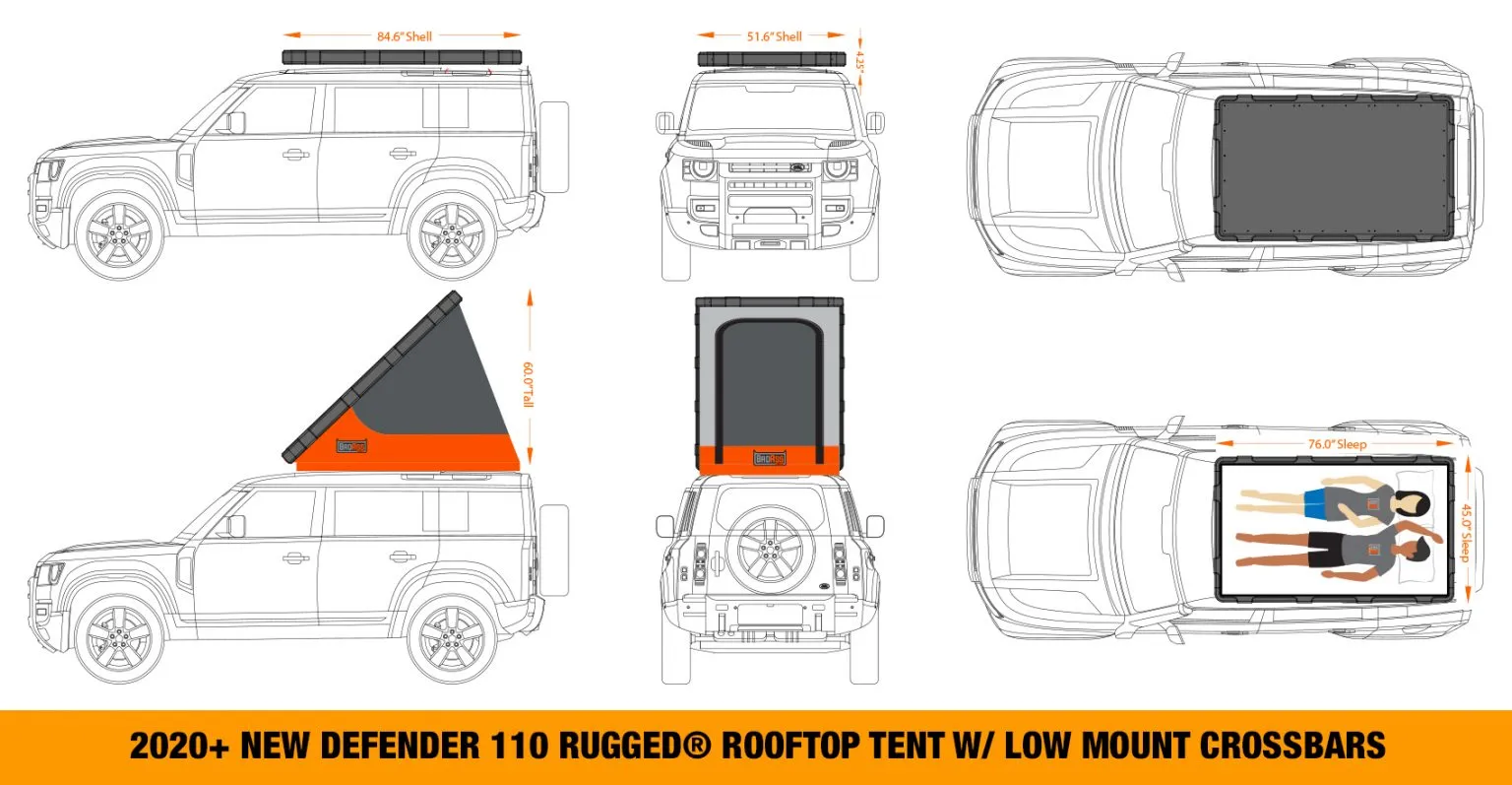 BadAss Rugged Rooftop Tent For Land Rover NEW Defender 90 & 110 2020-2022