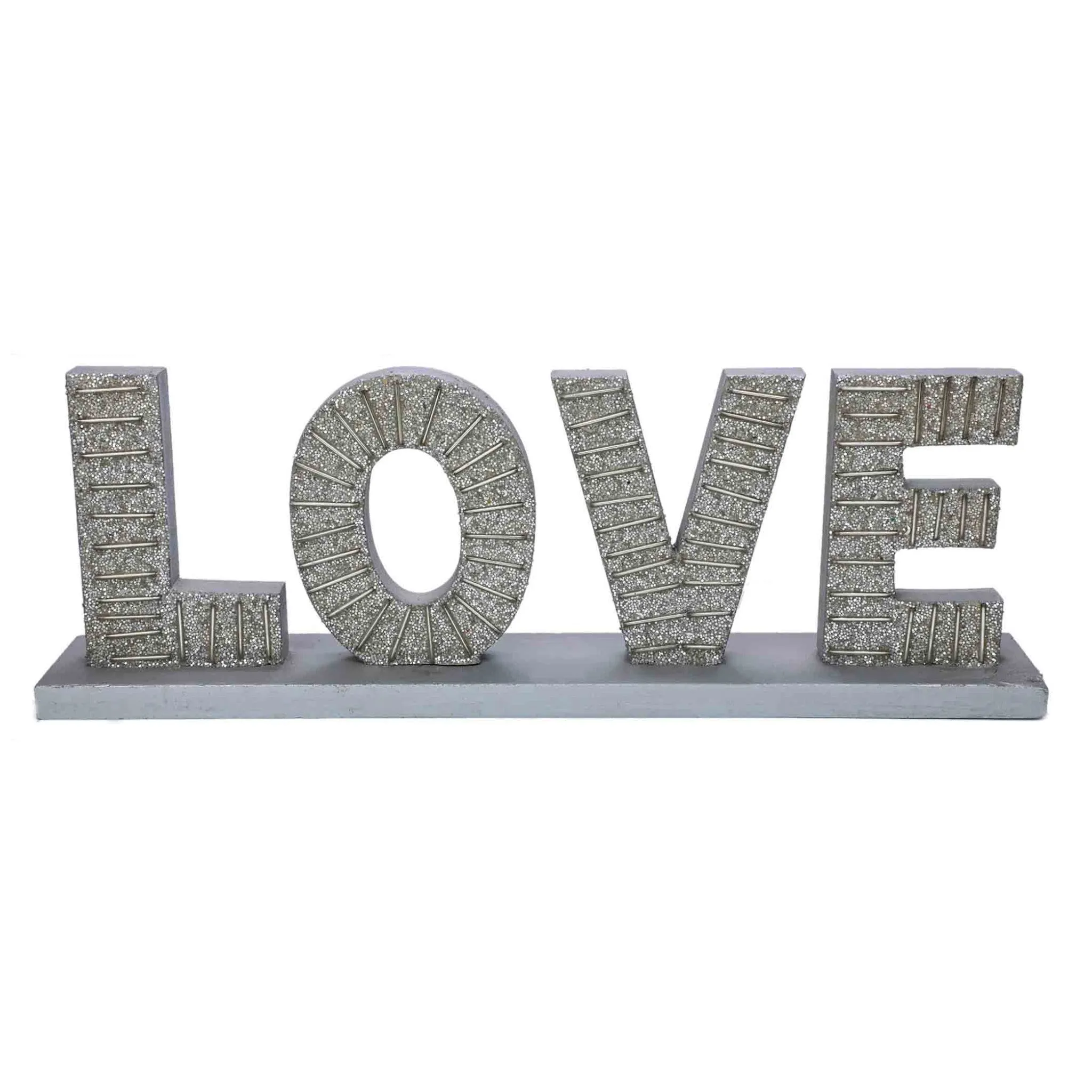 Beaded Wood Sign #Love Table Decor in Silver