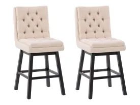 Beige Button Tufted Bar Stools