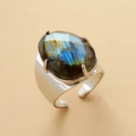 Big Labradorite Stone Ring