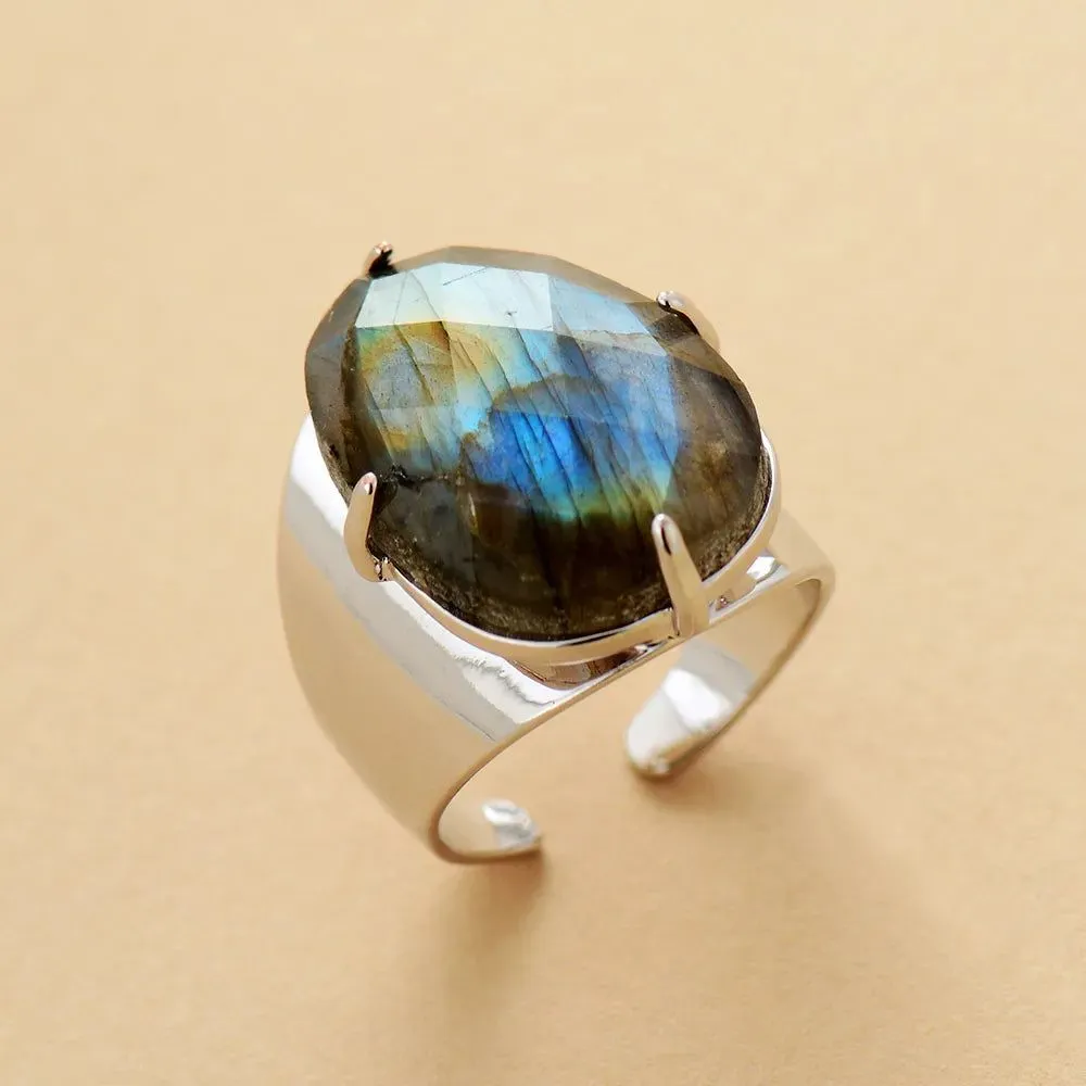 Big Labradorite Stone Ring