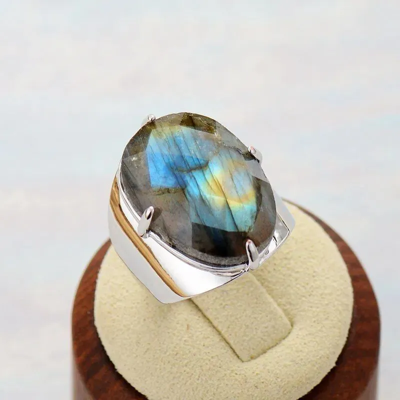 Big Labradorite Stone Ring