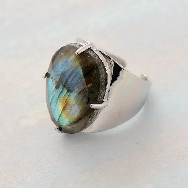 Big Labradorite Stone Ring