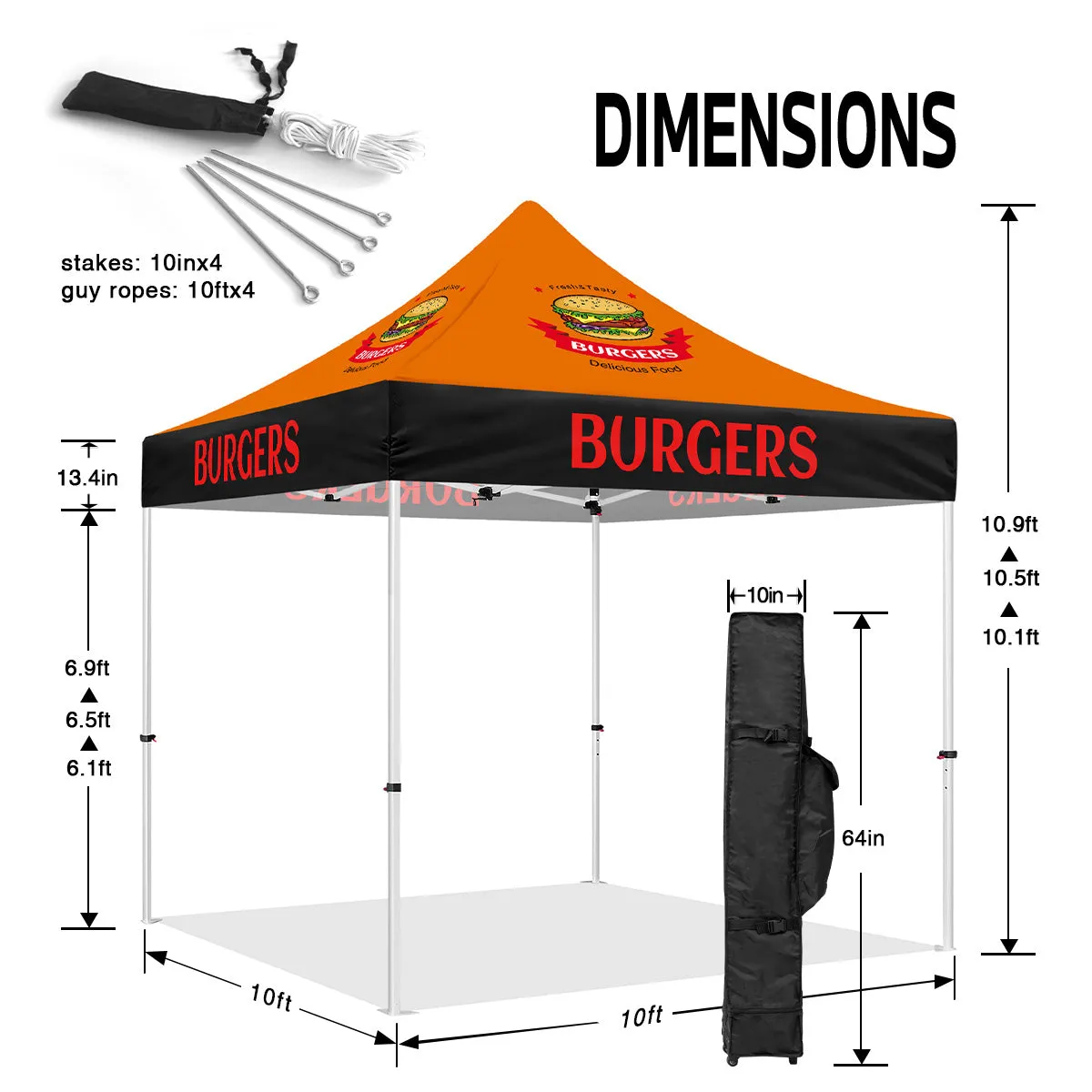 Burger Tent-ABLEM8CANOPY 10x10 Burger Pop Up Tents Canopies