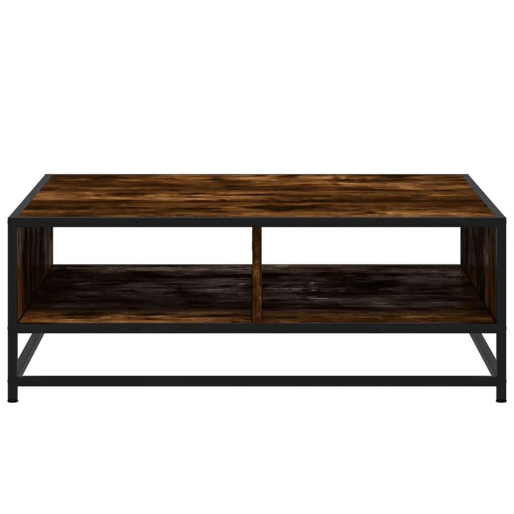 Coffee Table Smoked Oak 80x80x30 cm Engineered Wood and Metal