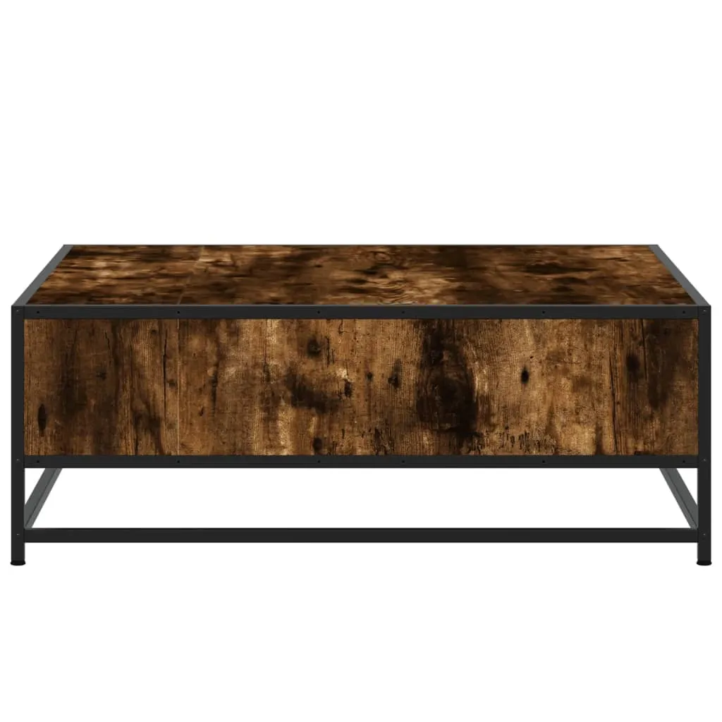 Coffee Table Smoked Oak 80x80x30 cm Engineered Wood and Metal