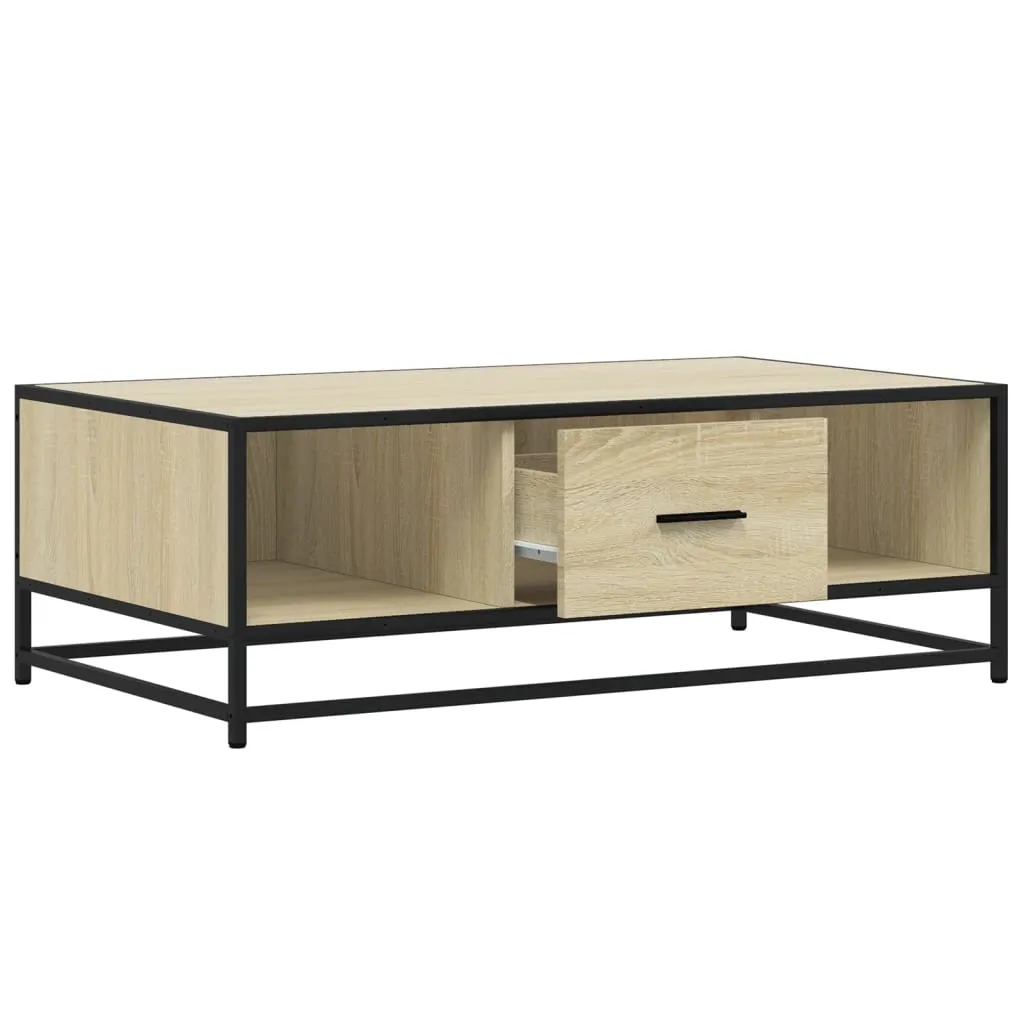 Coffee Table Sonoma Oak 100x57x35 cm Engineered Wood and Metal