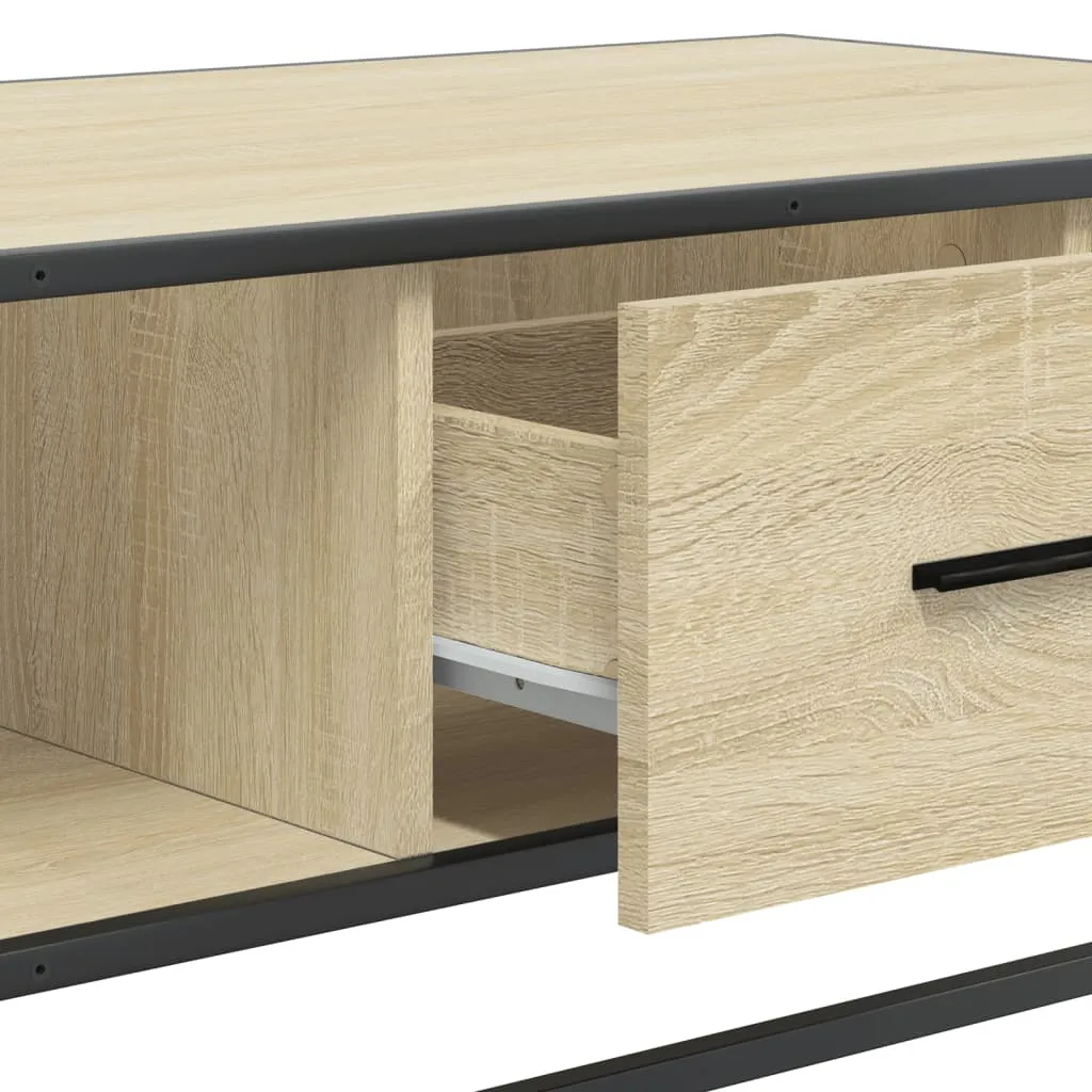 Coffee Table Sonoma Oak 100x57x35 cm Engineered Wood and Metal