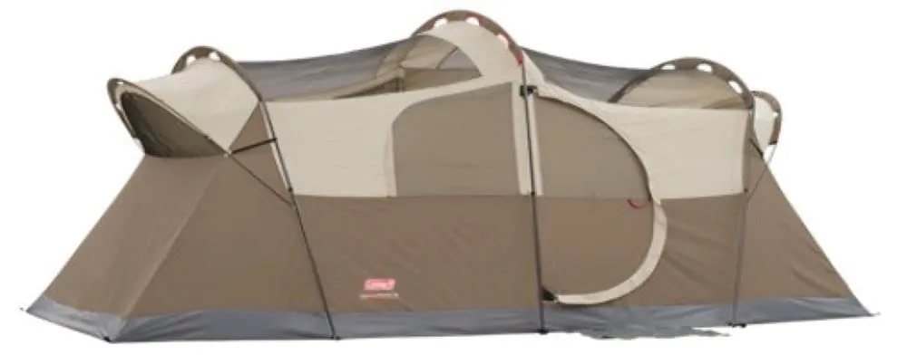 Coleman WeatherMaster 10-Person Camping Tent, Large Weatherproof Family Tent with Room Divider and Included Rainfly, Strong Frame can Withstand Winds up to 35MPH