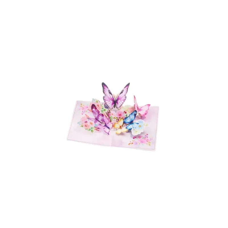 Colorful Butterflies and flowers Pop up 3D card with envelope