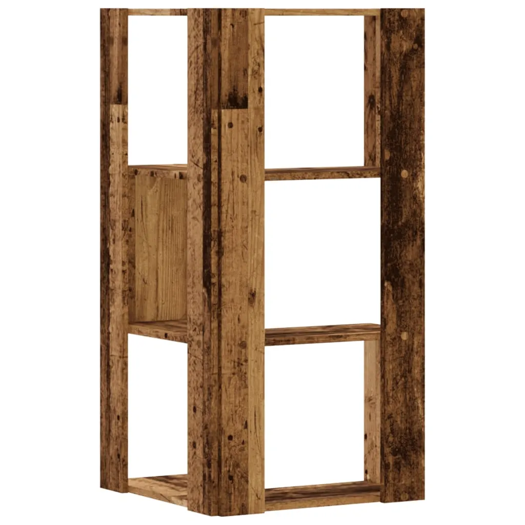 Corner Bookcase 3-Tier Old Wood 50x50x102 cm Engineered Wood