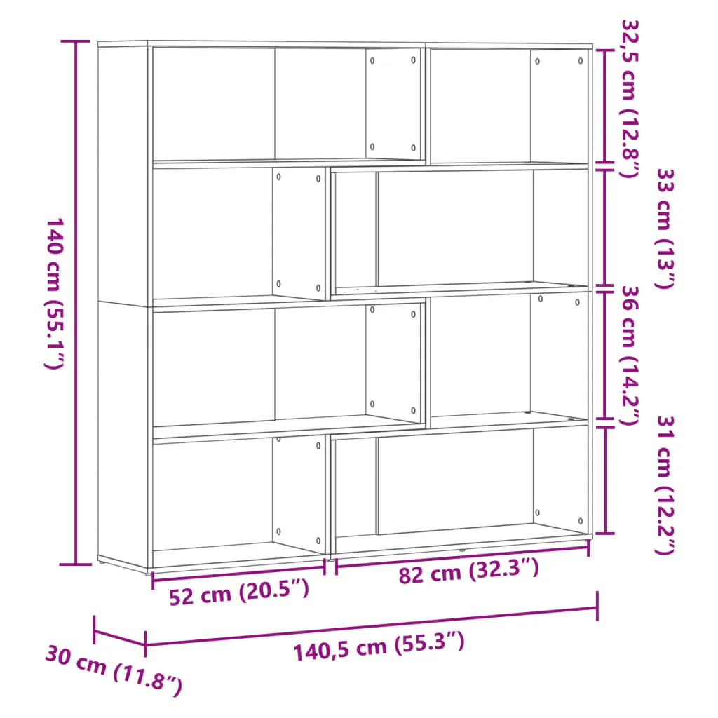 Corner Bookcase 4-Tier Old Wood 85x85x140 cm Engineered Wood