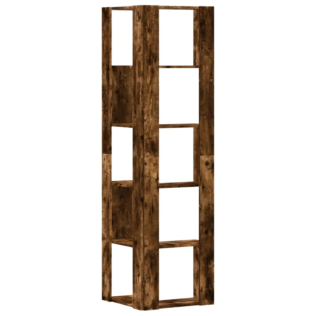 Corner Bookcase 5-Tier Smoked Oak 50x50x179 cm Engineered Wood