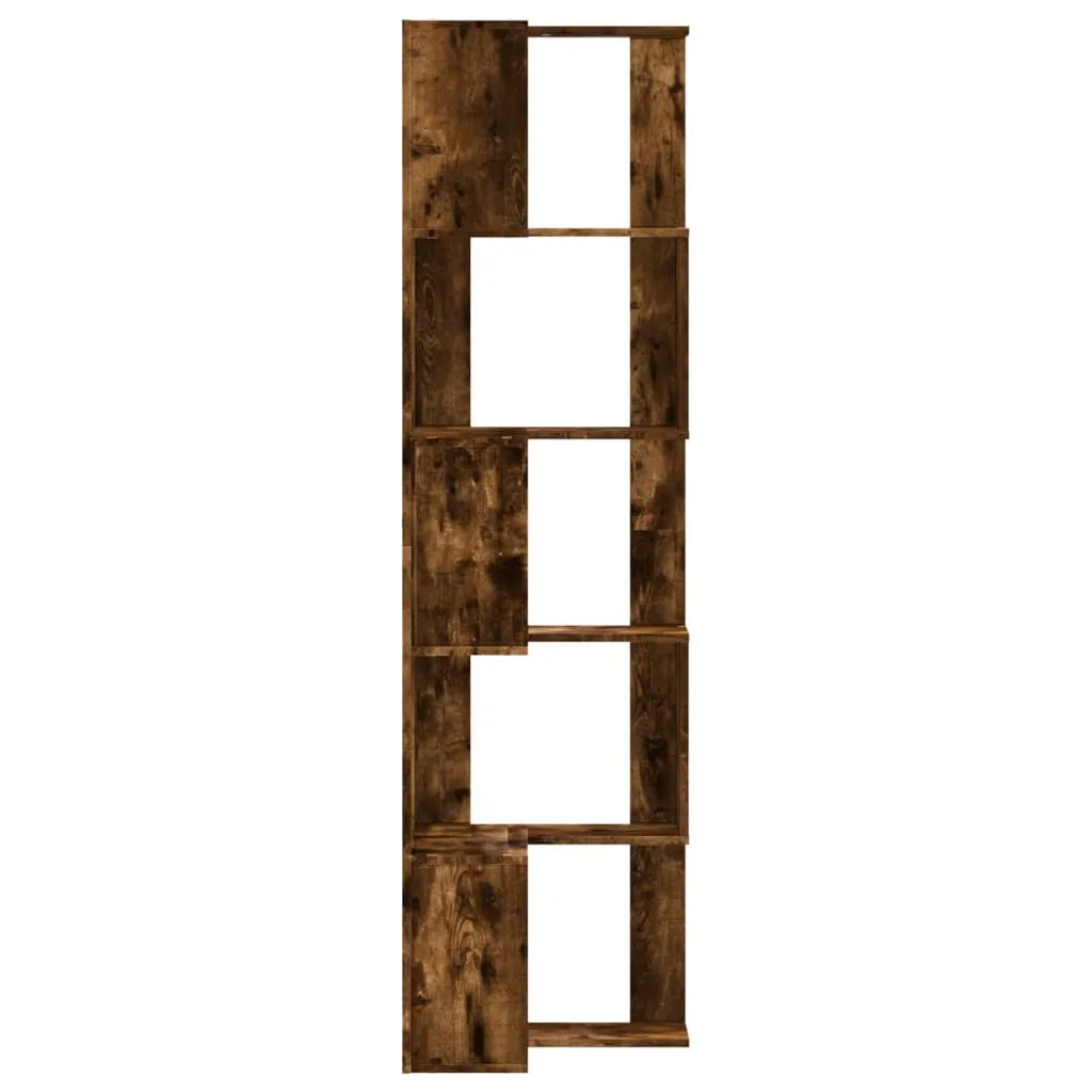 Corner Bookcase 5-Tier Smoked Oak 50x50x179 cm Engineered Wood