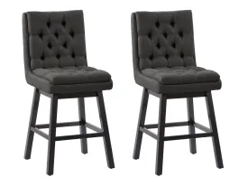 Dark Grey Button Tufted Bar Stools