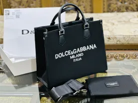 Dolce & Gabbana Women's Premium TOT Bag - Jacquard Fabric & Leather (Black)