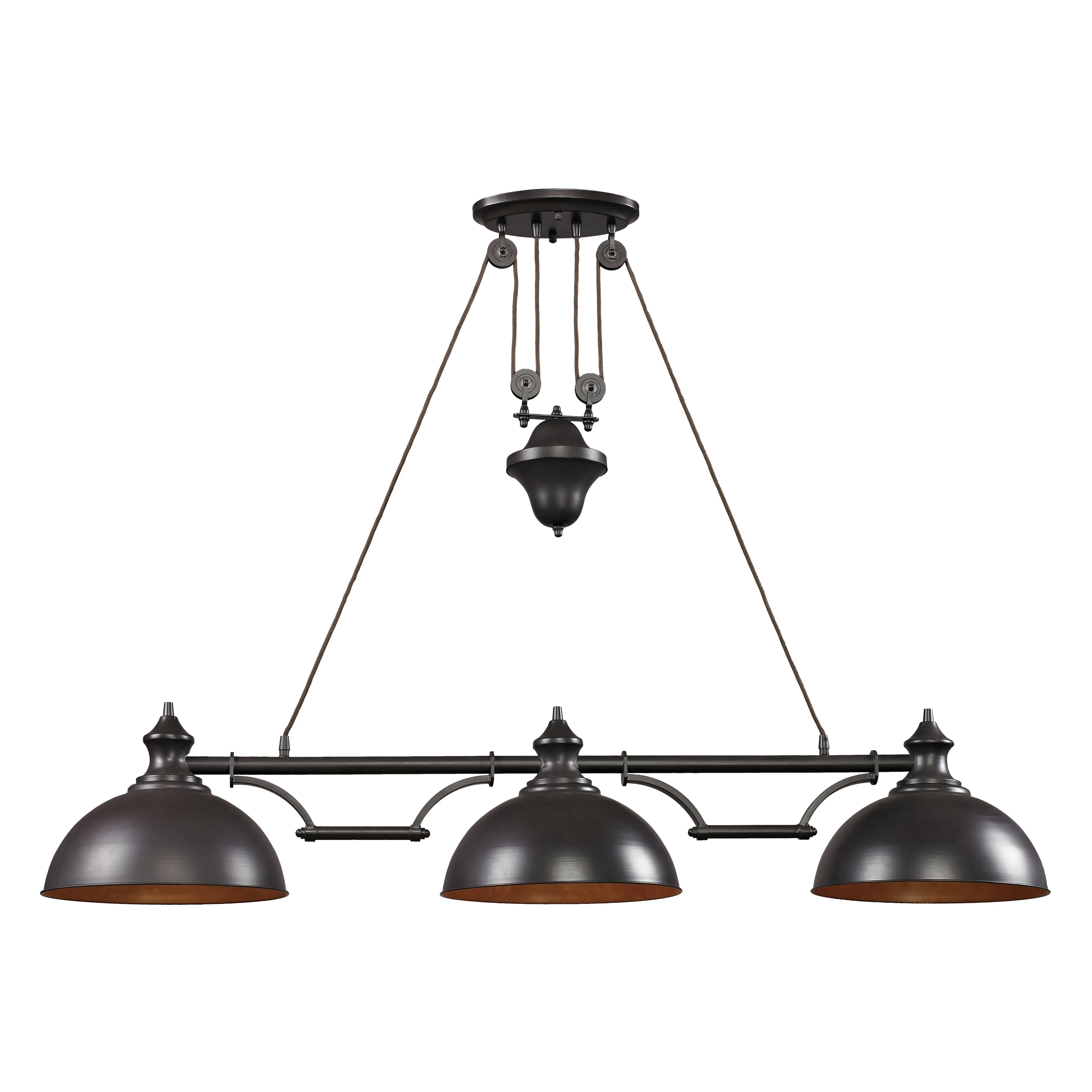 Farmhouse 56" 3 Light Island Light in Oiled Bronze