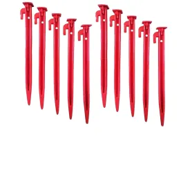 Fitfix Tent Stakes (Red, Pack of 10) | Ground Pegs Heavy Duty and Larger Durable Tent Pegs Spike Hook