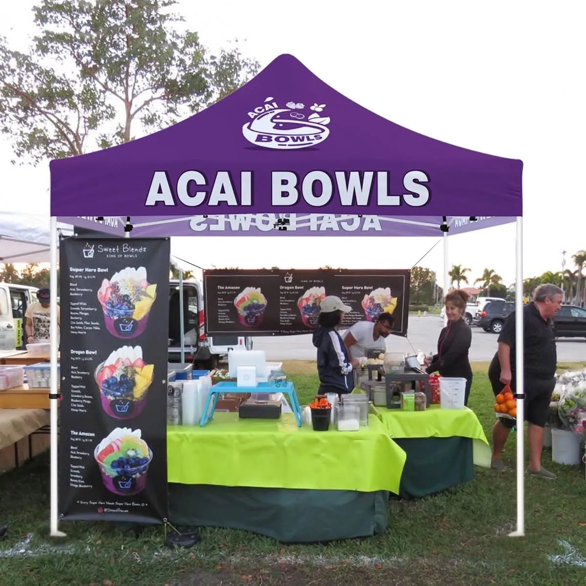 Food Tents for Sale-10x10 Pop Up Canopy Tents for Acai Bowls Smoothies Food Vendors