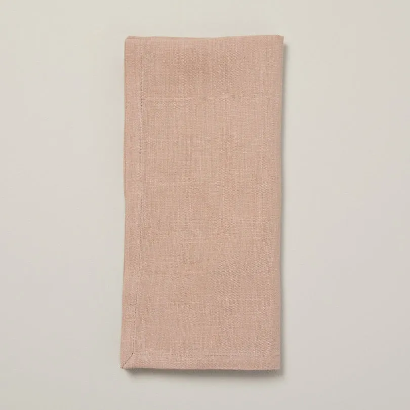 HEMMED LINEN NAPKINS, BLUSH, SET OF 4