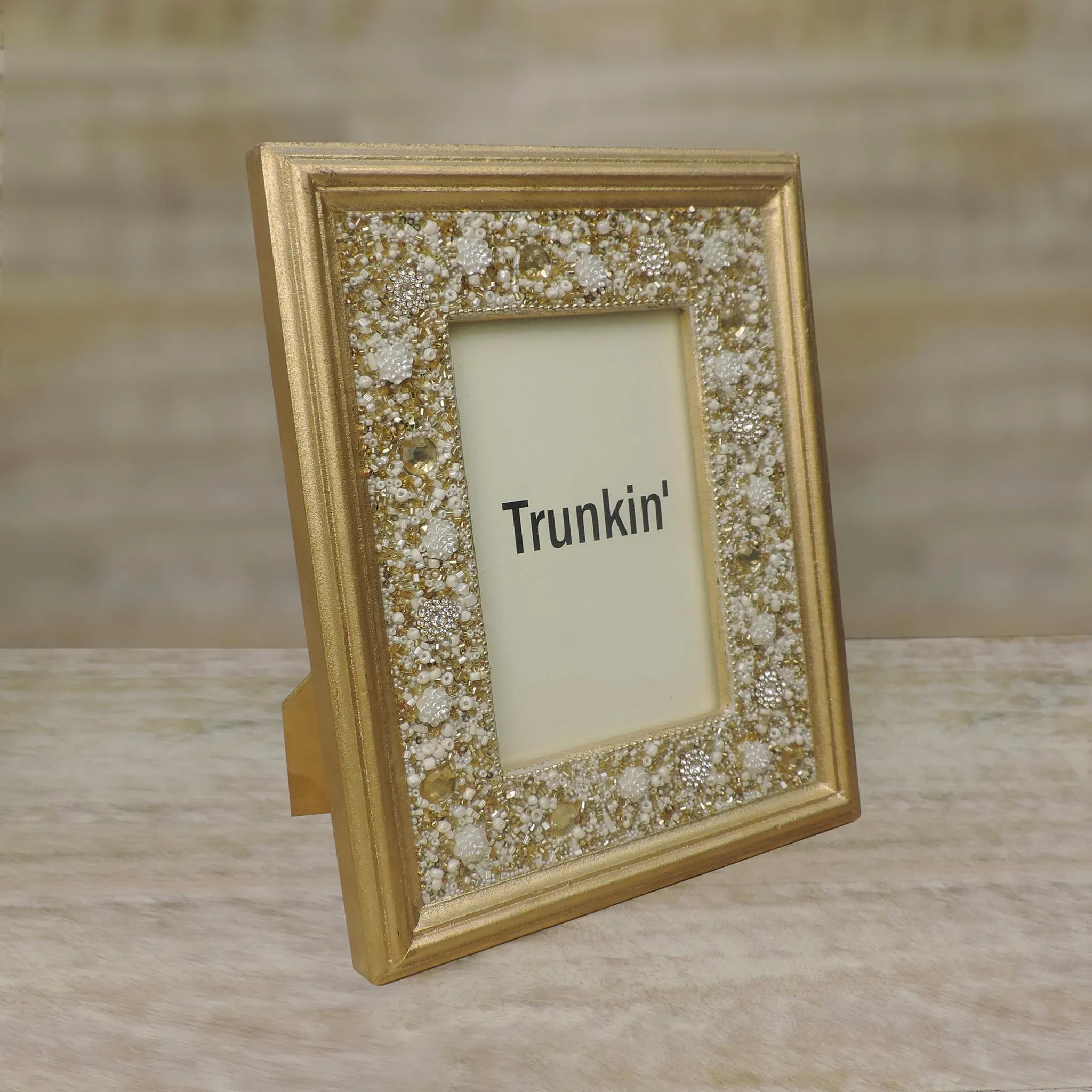 Just Bling It Beaded Photo Frame in Gold, 4" x 6" In