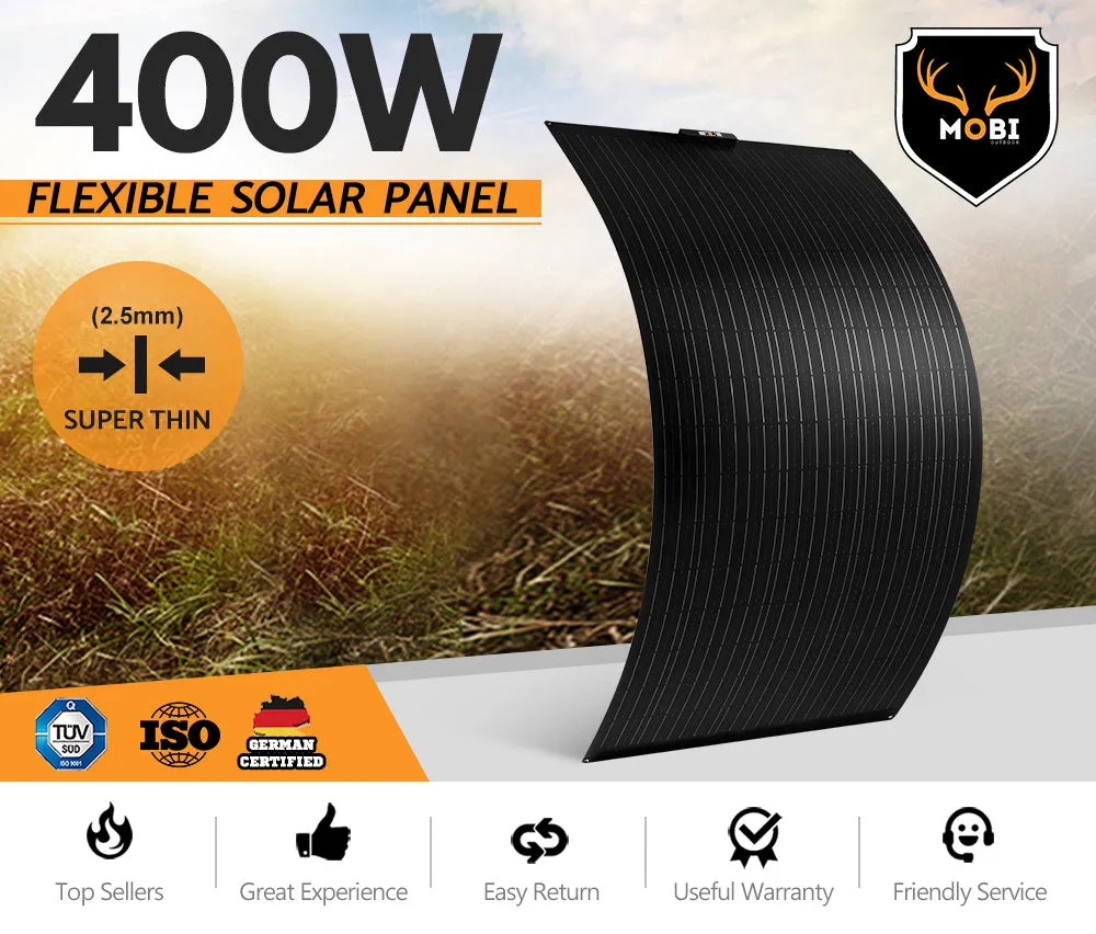 MOBI 400W Flexible Solar Panel Mono 12V RV Camping Caravan Boat