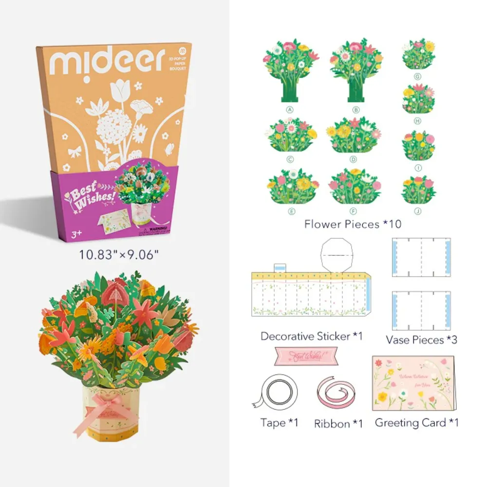 Paper Flower Bouquet: 3D Pop-Up Origami Craft Kit