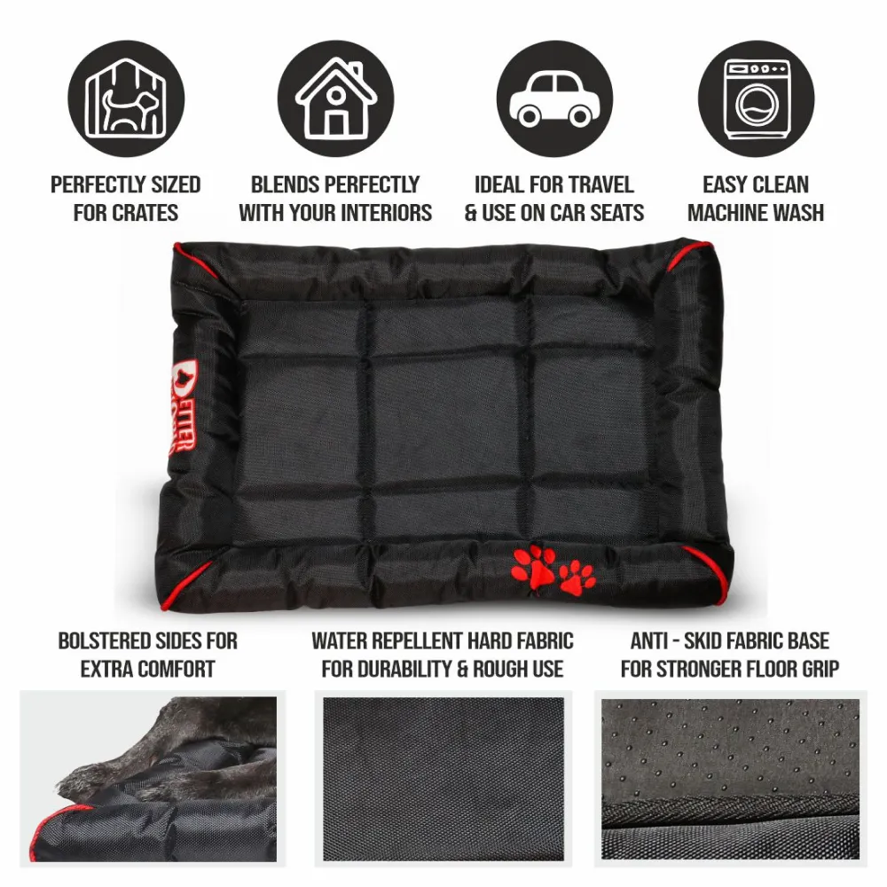 Petter World Luxury Outdoor Foamed Crate Mat with Padded Perimeters for Extra Support for Dogs (Jet Black)