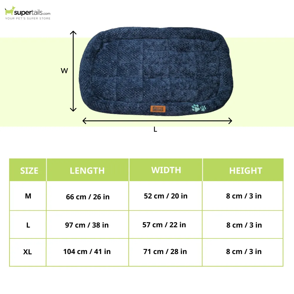 Petter World Luxury Quilted Crate Mat with Padded Perimeters for Extra Support for Dogs (Ensign Blue)