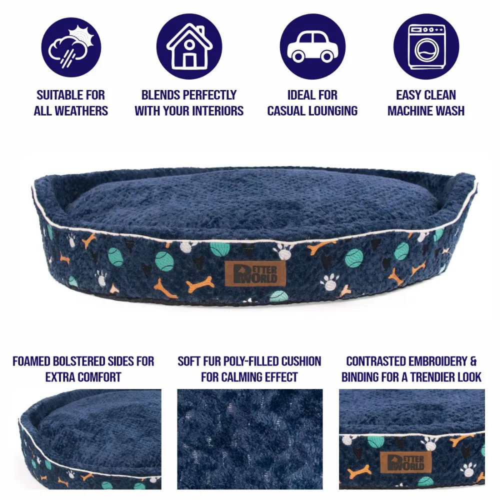 Petter World Soft Micro Fur Round Orthopedic Cuddler Bed with Removable Cushion Top for Dogs (Ensign Blue)