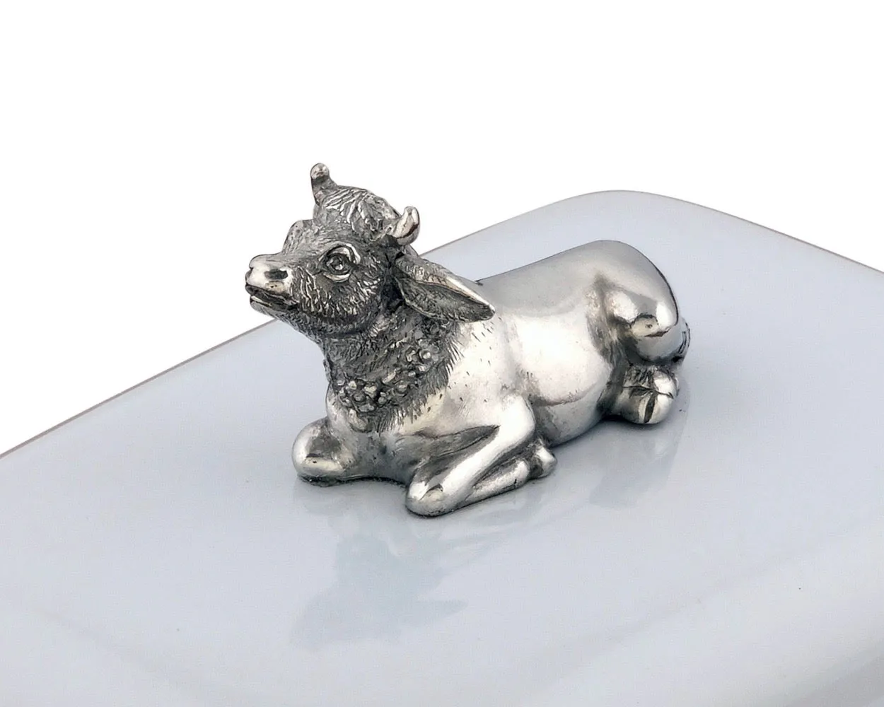 Pewter Mabel the Cow Stoneware Butter Dish