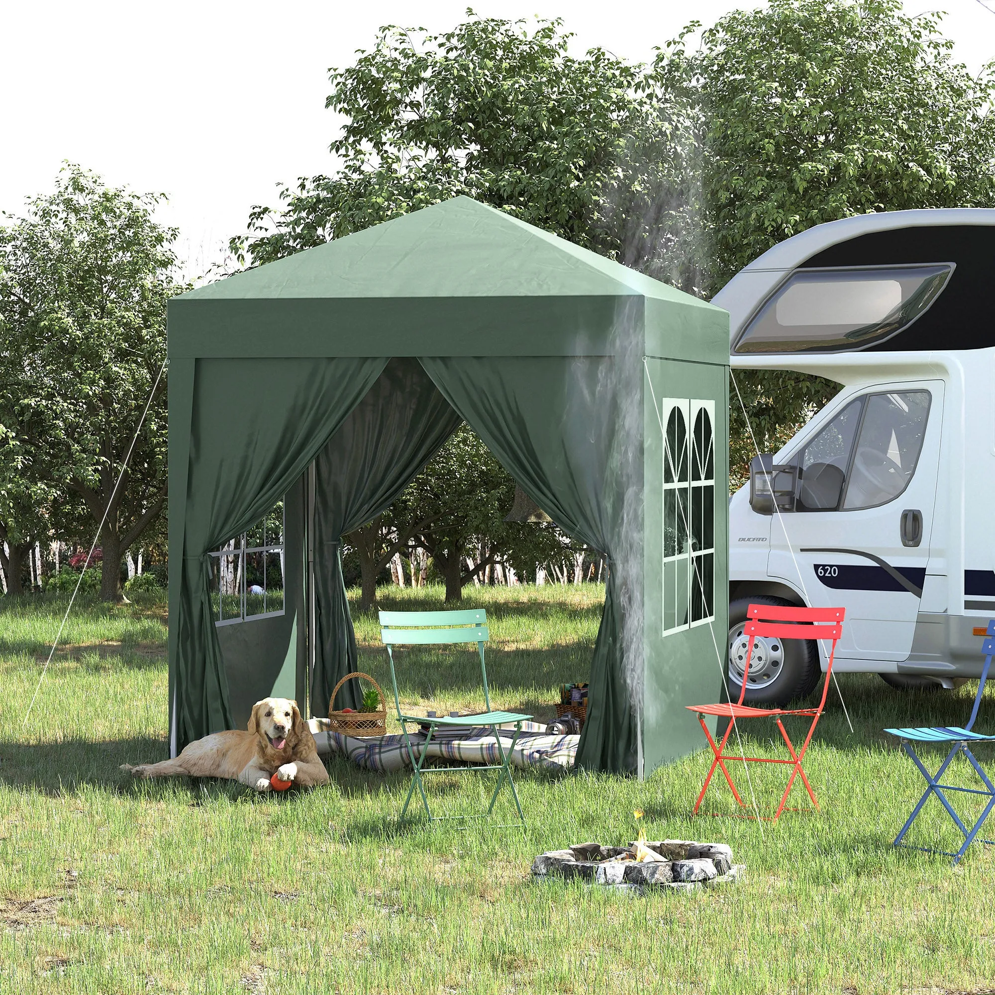 Pop Up Gazebo Canopy, size (2 x 2m)-Green