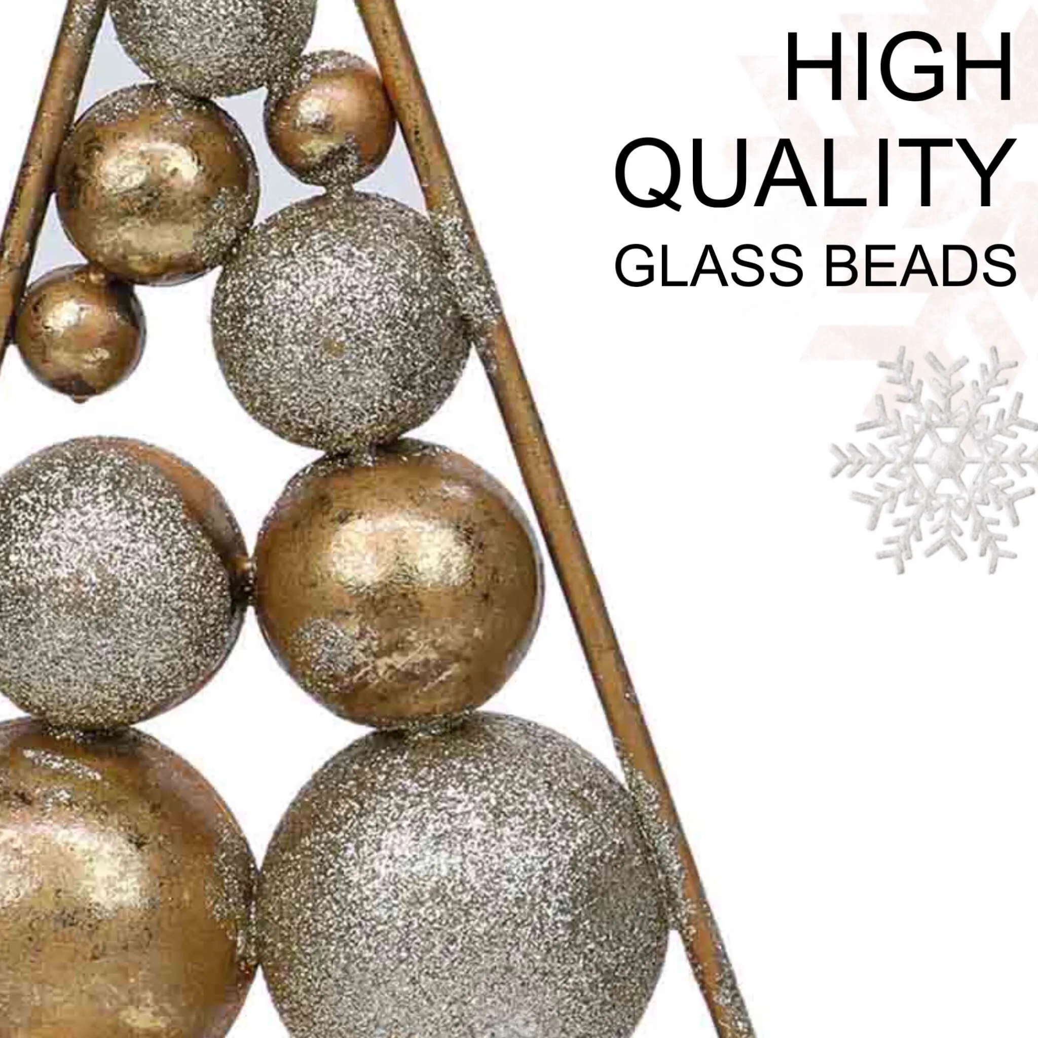 Retro Beaded Christmas Tree in Silver & Gold, Set of 2