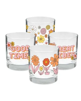 Rocks Glass Set - Flower Power