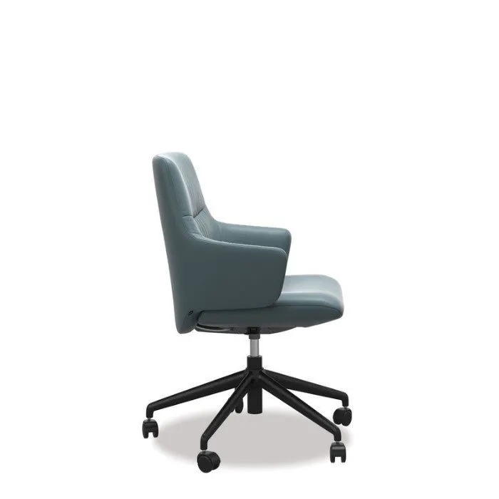 Stressless® Mint Leather Home Office Chair - Low Back (Paloma Teal Blue)