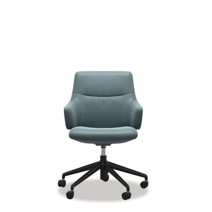 Stressless® Mint Leather Home Office Chair - Low Back (Paloma Teal Blue)