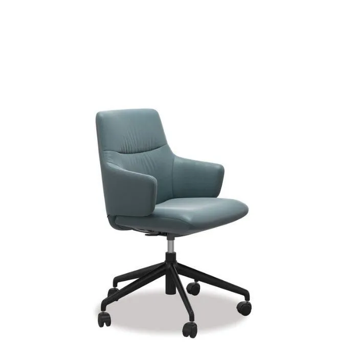 Stressless® Mint Leather Home Office Chair - Low Back (Paloma Teal Blue)