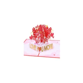 Stunning Love you More with Hearts Pop up 3D Card and Envelope