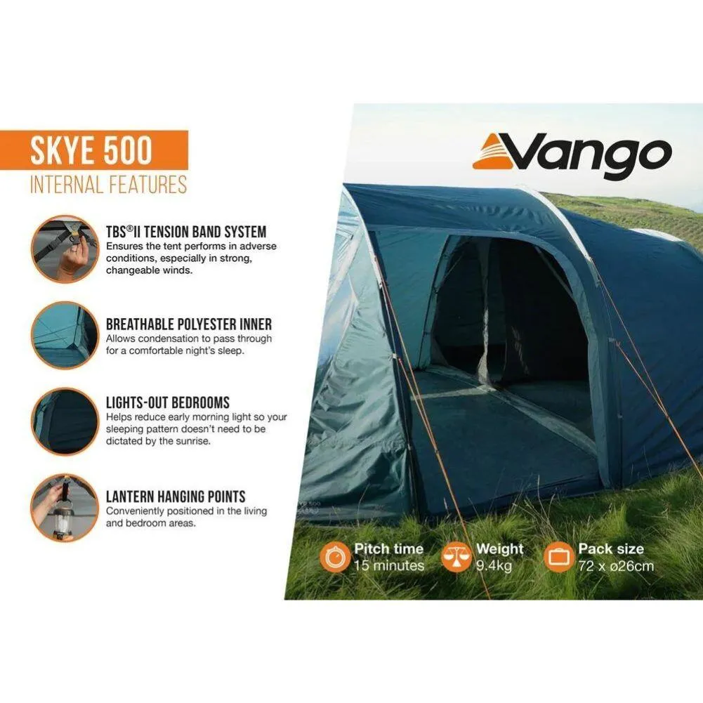 Vango Skye 500 Tent - 5 Man Tent 2024 (Deep Blue)